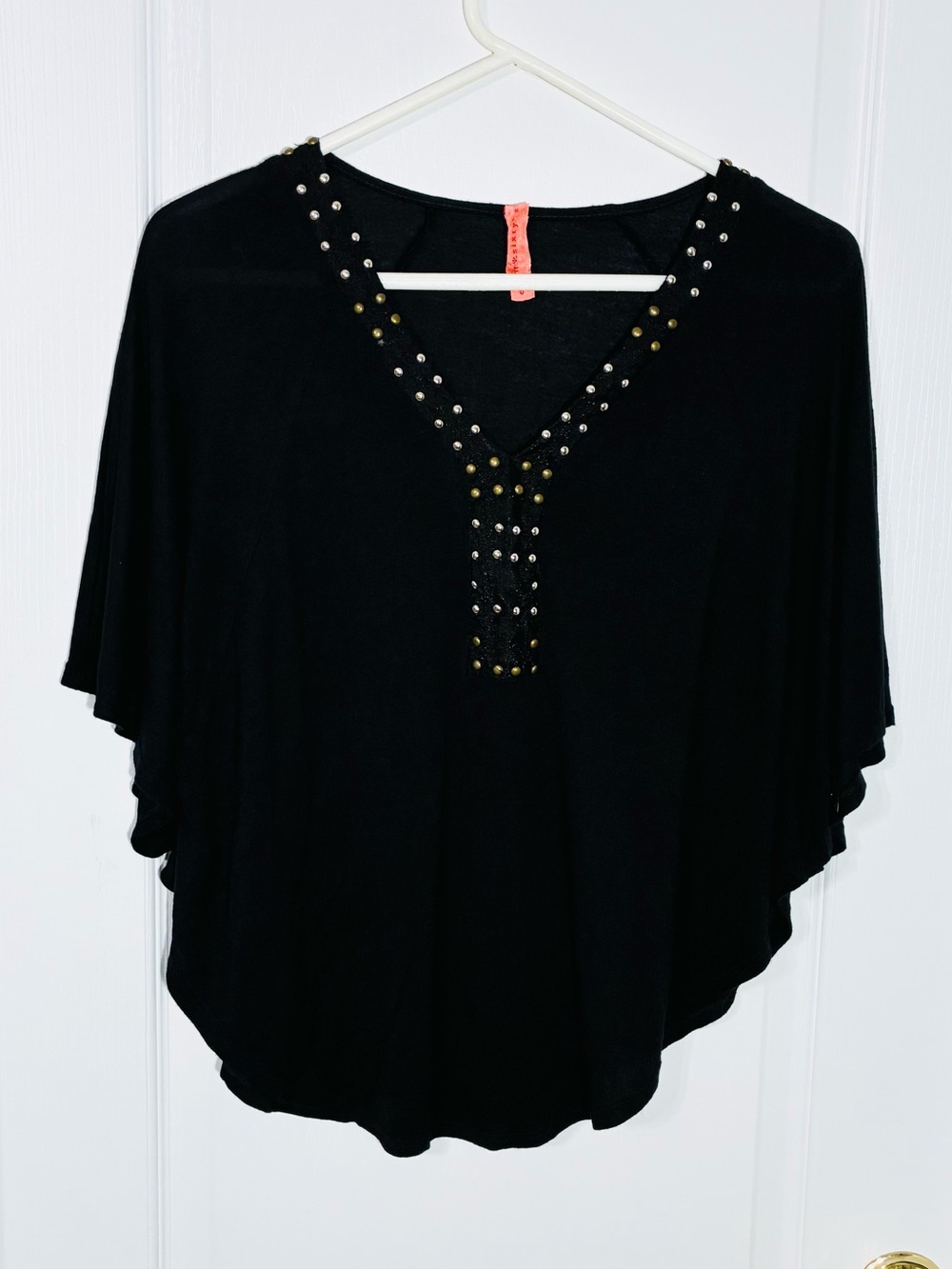 Anthro Eight Sixty Made In USA Studded Batwing Top Black Size Small